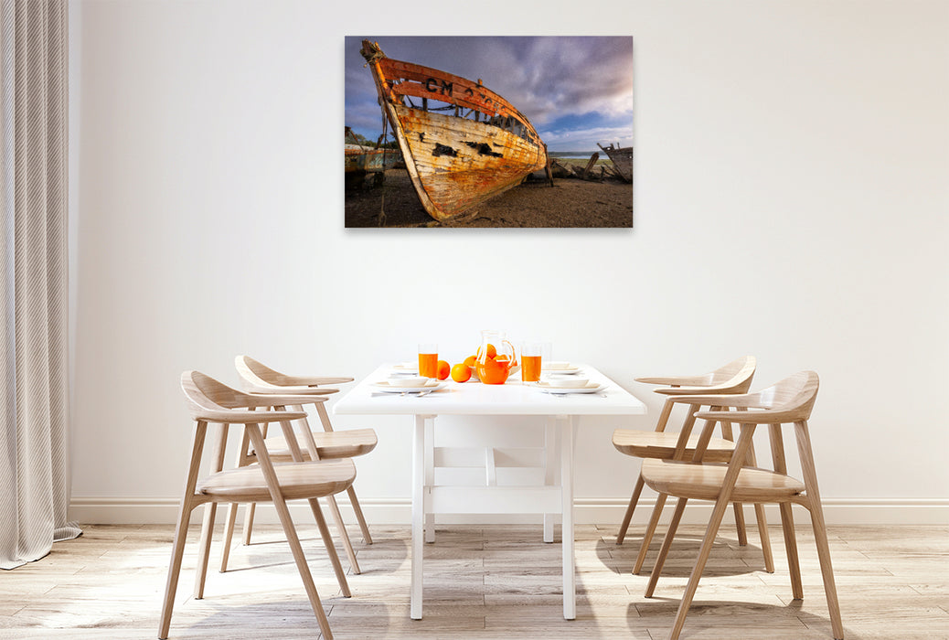 Premium Textil-Leinwand Schiffsruine in Frankreich Bretagne