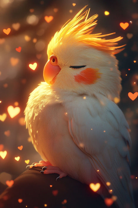 Premium Textil-Leinwand Sittichglück pur - Nymphensittich