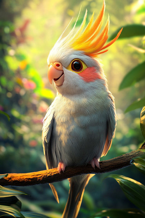 Premium Textil-Leinwand Federfluff deluxe - Nymphensittich