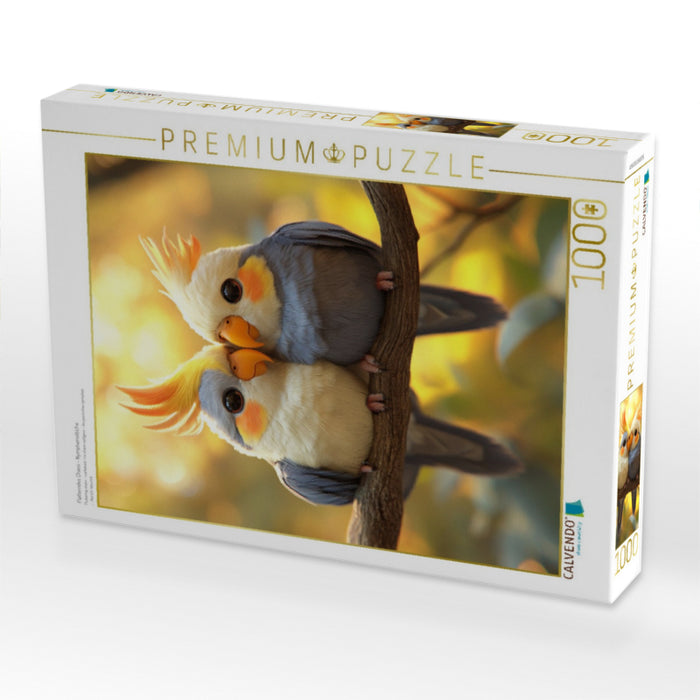 Flatterndes Chaos - Nymphensittiche - CALVENDO Foto-Puzzle'