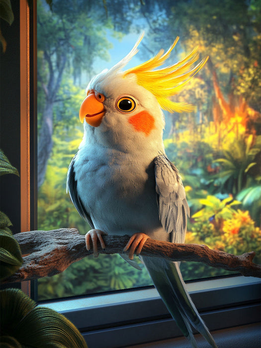 Tanz aufm Ast - Nymphensittich vor Fernseher - CALVENDO Foto-Puzzle'