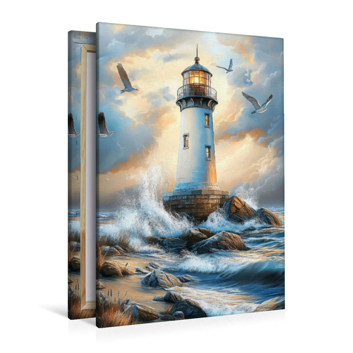 Premium Textil-Leinwand Wegweiser der See – Ein Licht für Seefahrer