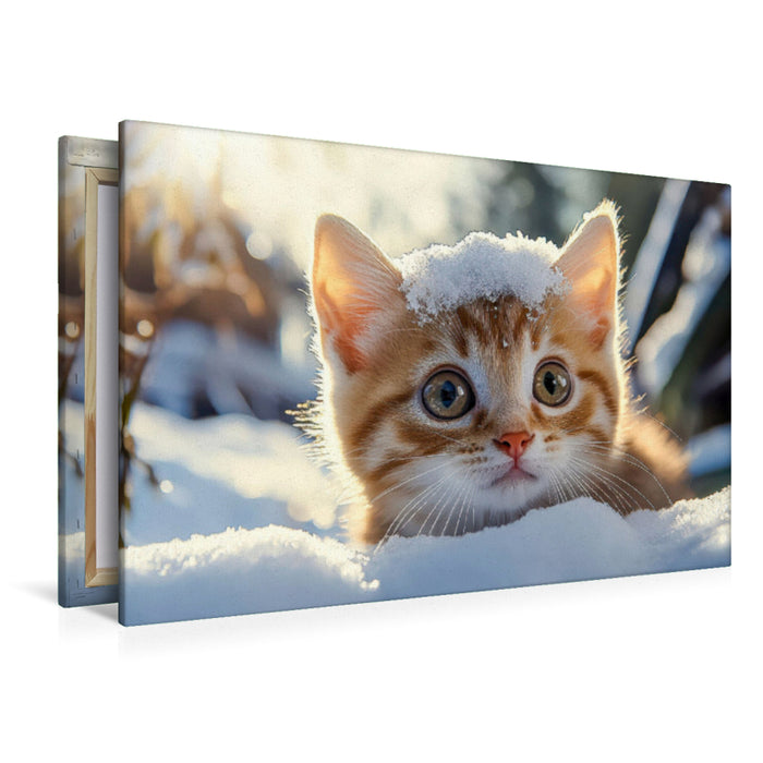 Premium Textil-Leinwand Winterzauber auf vier Pfoten