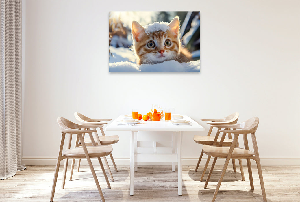 Premium Textil-Leinwand Winterzauber auf vier Pfoten