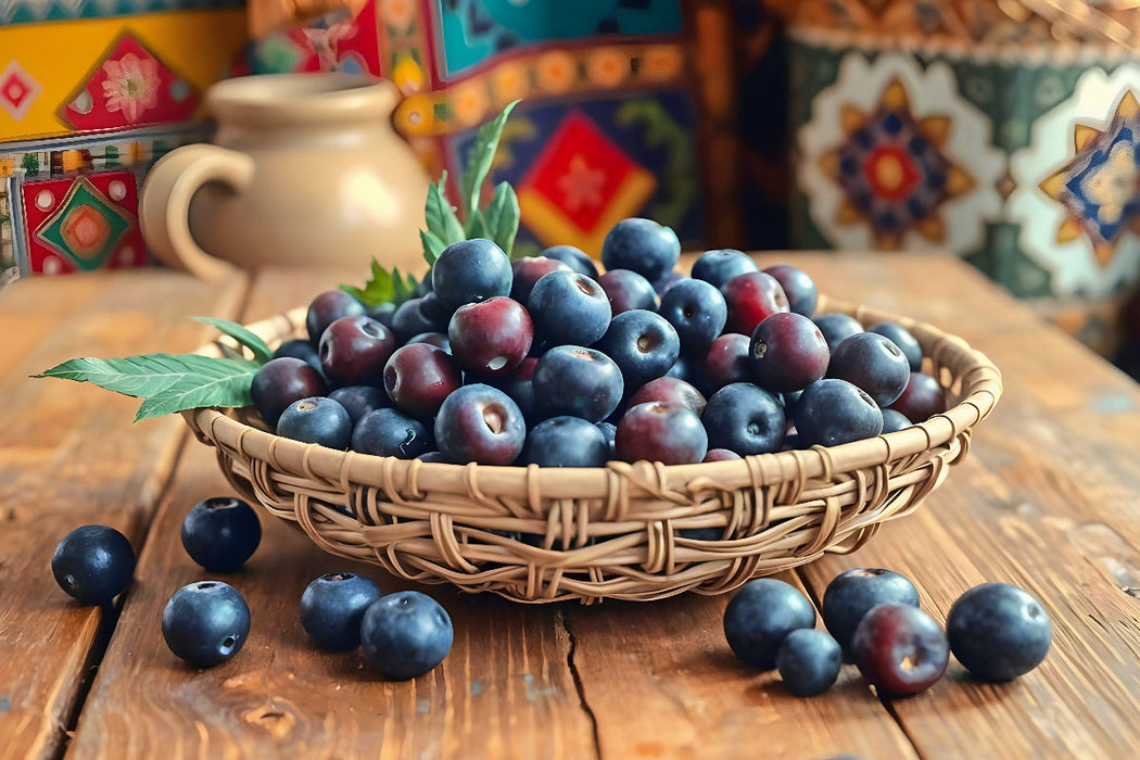 Premium Textil-Leinwand Acai Beeren - Natürliche Eleganz für Ihr Zuhause