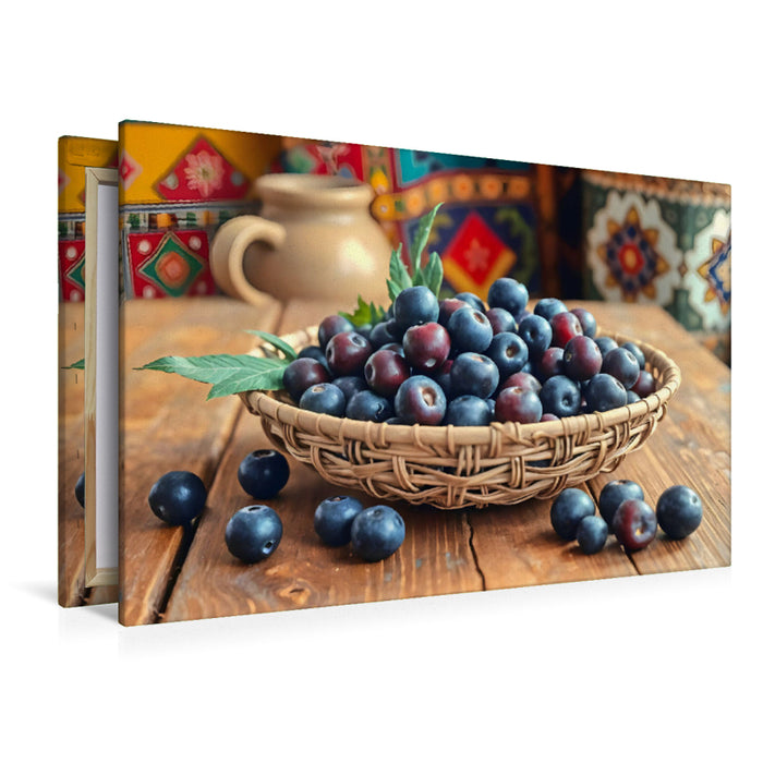 Premium Textil-Leinwand Acai Beeren - Natürliche Eleganz für Ihr Zuhause