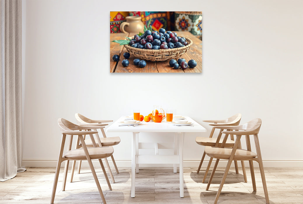 Premium Textil-Leinwand Acai Beeren - Natürliche Eleganz für Ihr Zuhause