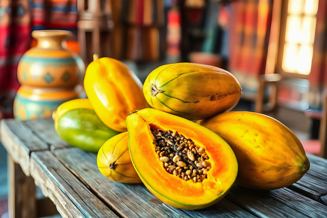 Premium Textil-Leinwand Papaya - Exotischer Charme für Ihr Zuhause
