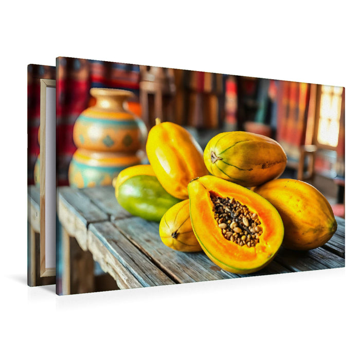 Premium Textil-Leinwand Papaya - Exotischer Charme für Ihr Zuhause