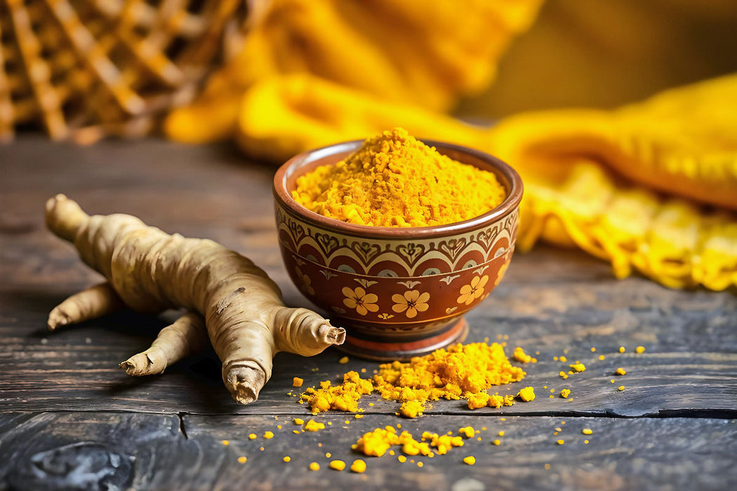 Premium Textil-Leinwand Kurkuma - Goldene Würze für Ihre Wände