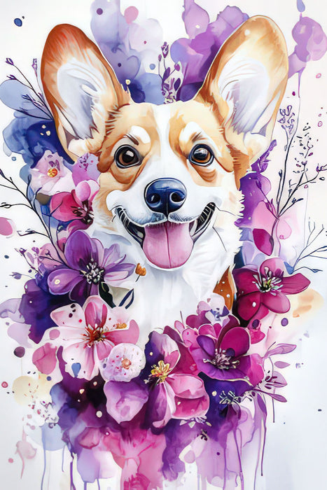 Premium Textil-Leinwand Pfoten im Blumenmeer