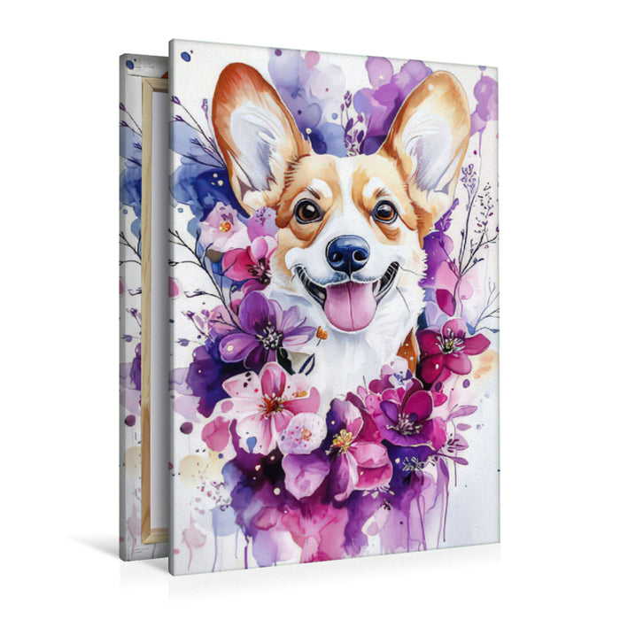 Premium Textil-Leinwand Pfoten im Blumenmeer