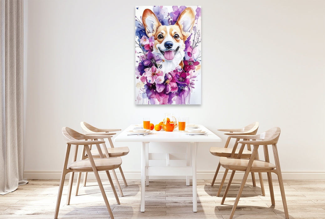 Premium Textil-Leinwand Pfoten im Blumenmeer