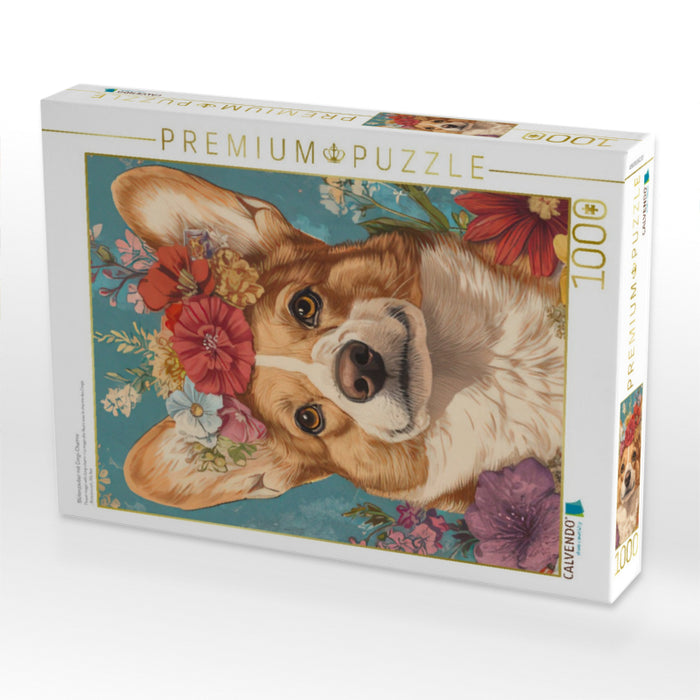 Blütenzauber mit Corgi-Charme - CALVENDO Foto-Puzzle'