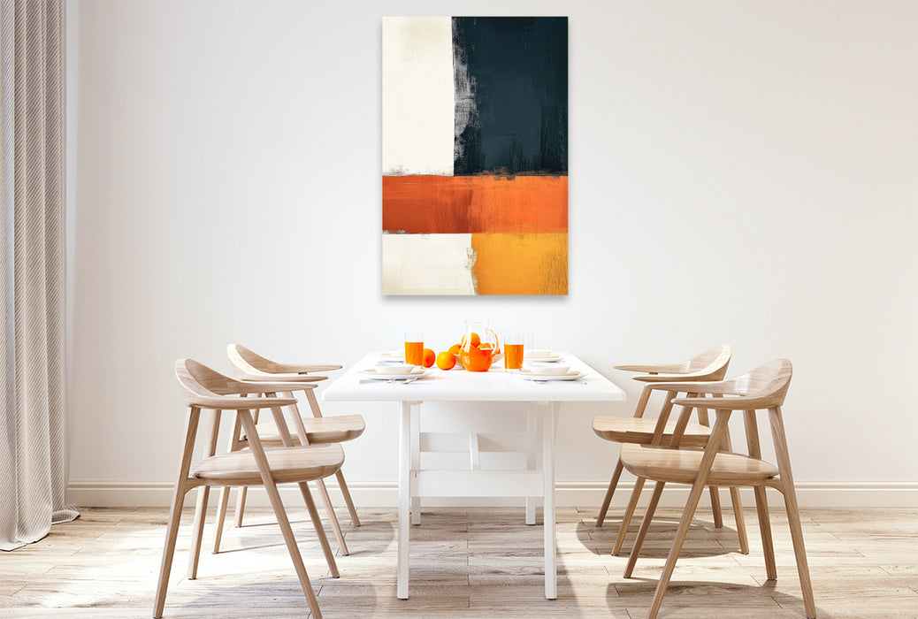 Premium Textil-Leinwand Abstraktes Bild mit schwarzer Farbe und Brauntönen