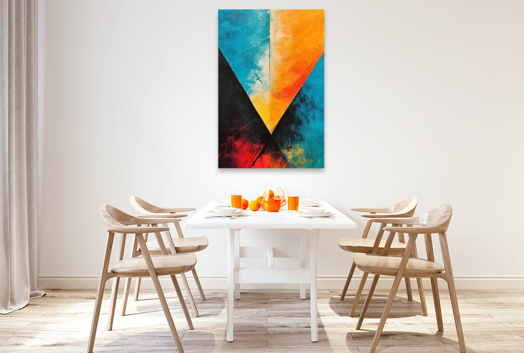 Premium Textil-Leinwand Abstraktes Bild mit warmen und kalten Farben
