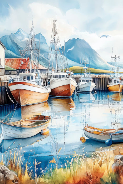 Premium Textil-Leinwand Warten auf´s Auslaufen