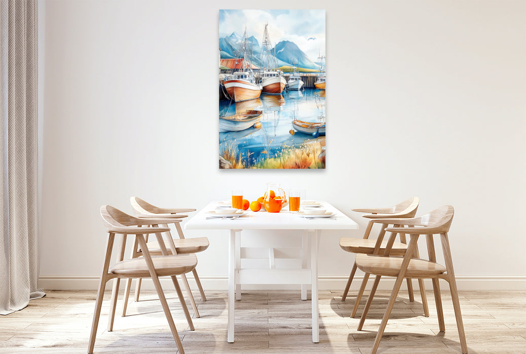 Premium Textil-Leinwand Warten auf´s Auslaufen