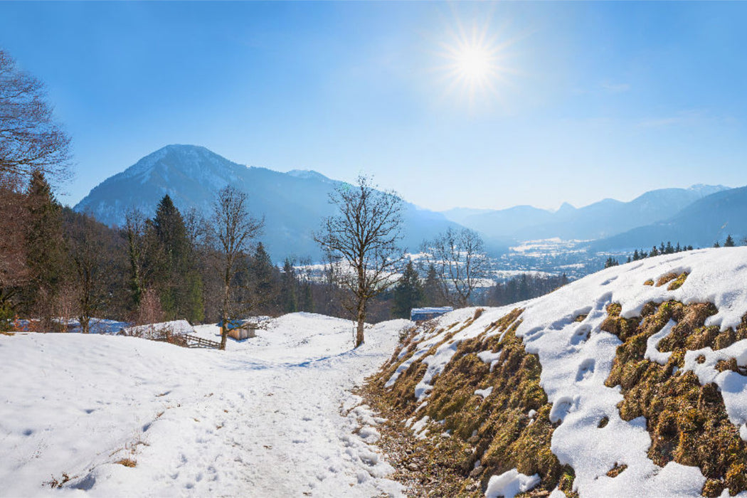 Premium Textil-Leinwand Winterwanderweg Riederstein - Tegernsee