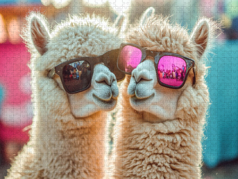 In der Welt der Alpakas gibt’s nur zwei Regeln: Bleib flauschig und bleib cool - CALVENDO Foto-Puzzle'