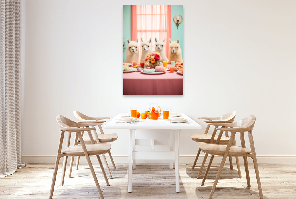 Premium Textil-Leinwand Ein Motiv aus dem Kalender Witzige Alpakas