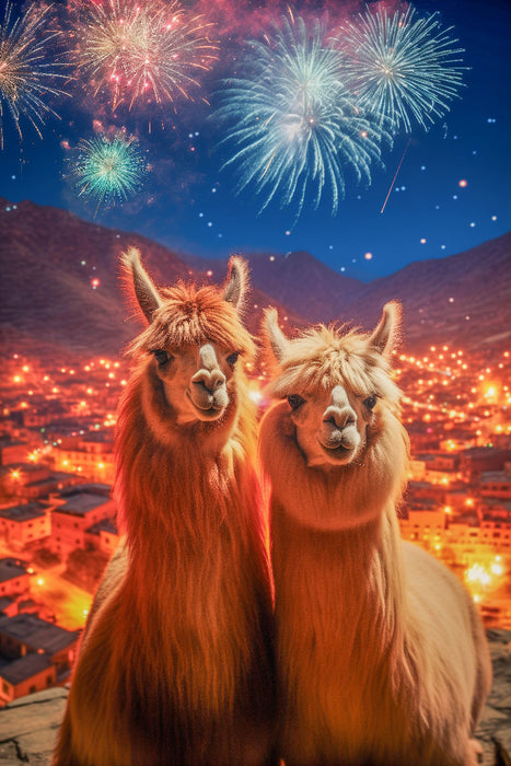 Premium Textil-Leinwand Alpakas haben’s drauf – kein Stress, nur Gras und gute Laune