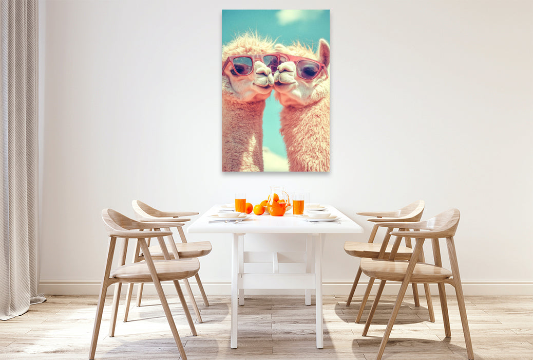 Premium Textil-Leinwand Ein Motiv aus dem Kalender Witzige Alpakas