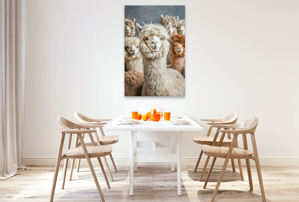 Premium Textil-Leinwand Bleib locker – frag dich einfach: Was würde ein Alpaka tun?