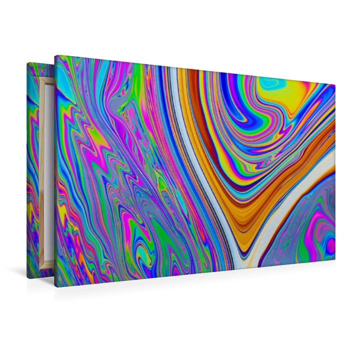 Premium Textil-Leinwand Im Farbrausch - Eine Seifenblase im Detail