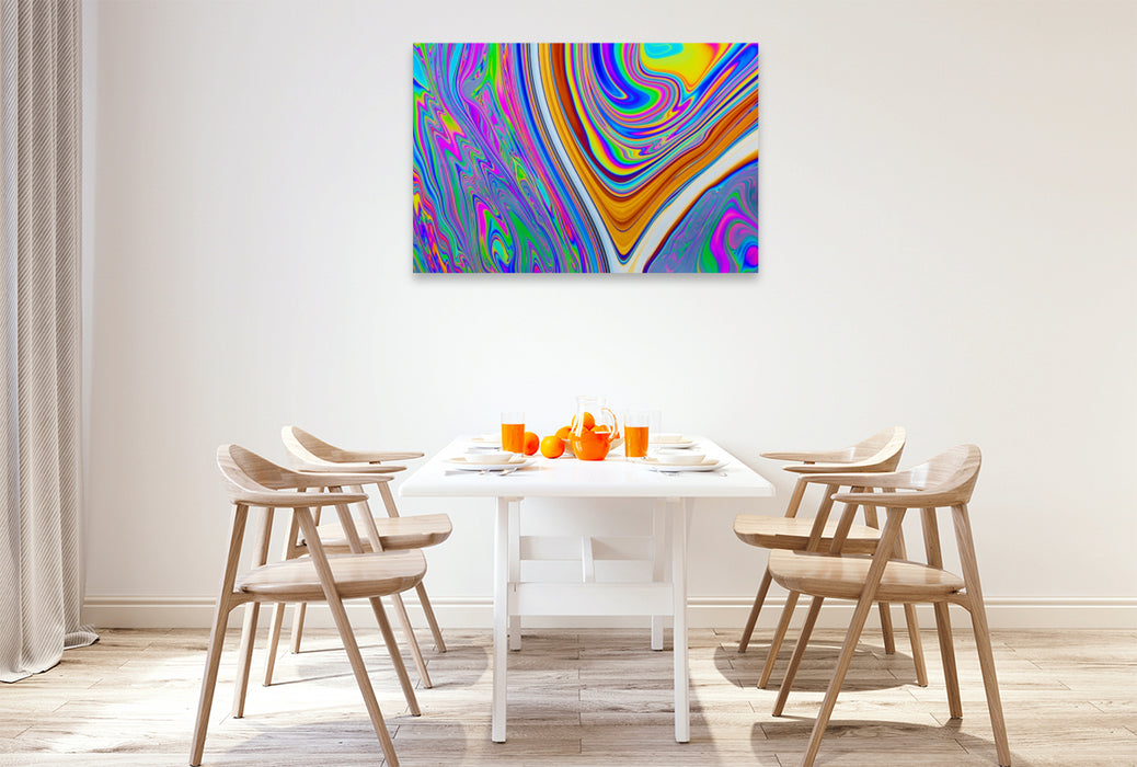 Premium Textil-Leinwand Im Farbrausch - Eine Seifenblase im Detail