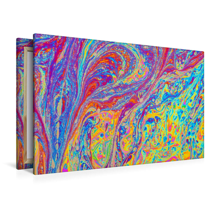 Premium Textil-Leinwand Im Farbrausch - Eine Seifenblase im Detail