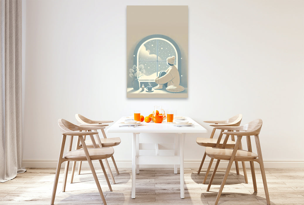 Premium Textil-Leinwand Winterliche Ruhe für dein Zuhause – HD-Leinwand „Entschleunigung im Dezember“