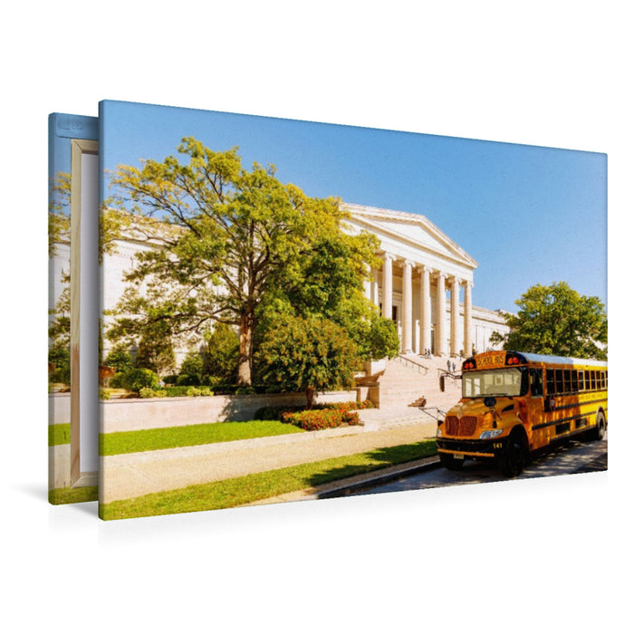 Premium Textil-Leinwand National Gallery of Art und Schulbus – Washington, D.C.