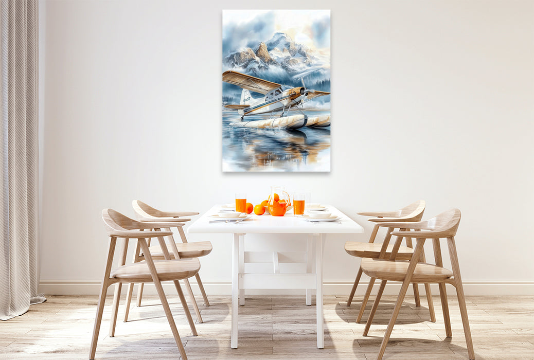 Premium Textil-Leinwand Das Wasserflugzeug - ein praktisches Verkehrsmittel