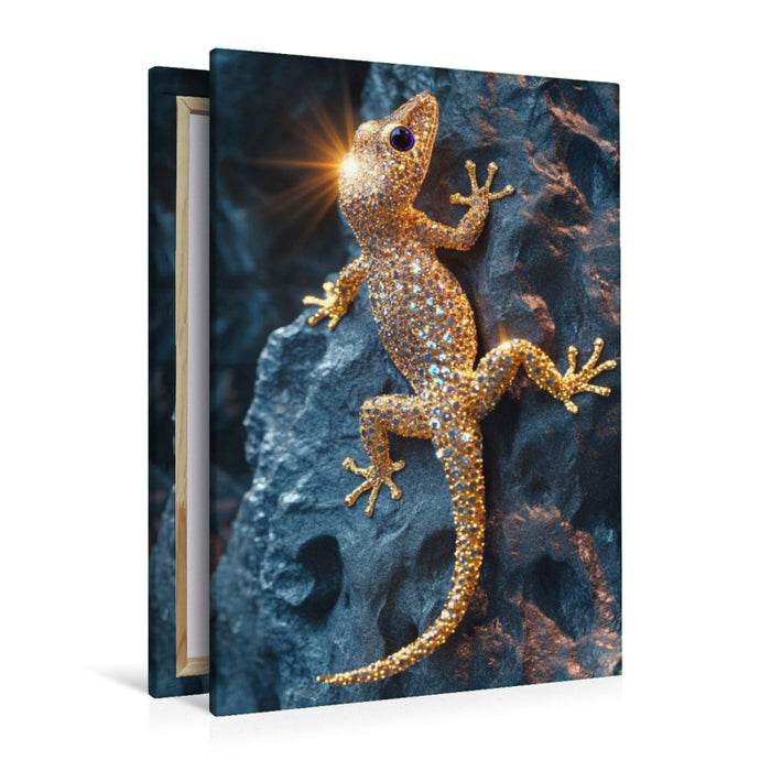Premium Textil-Leinwand Lebendige Juwelen der Natur - Goldene Echse