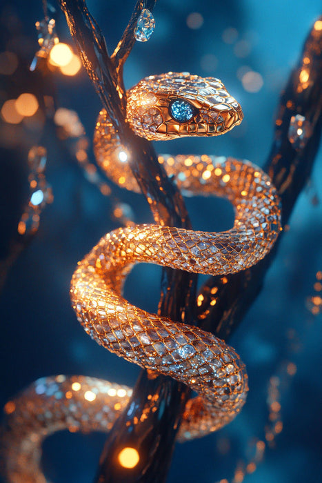 Premium Textil-Leinwand Goldene Schlange