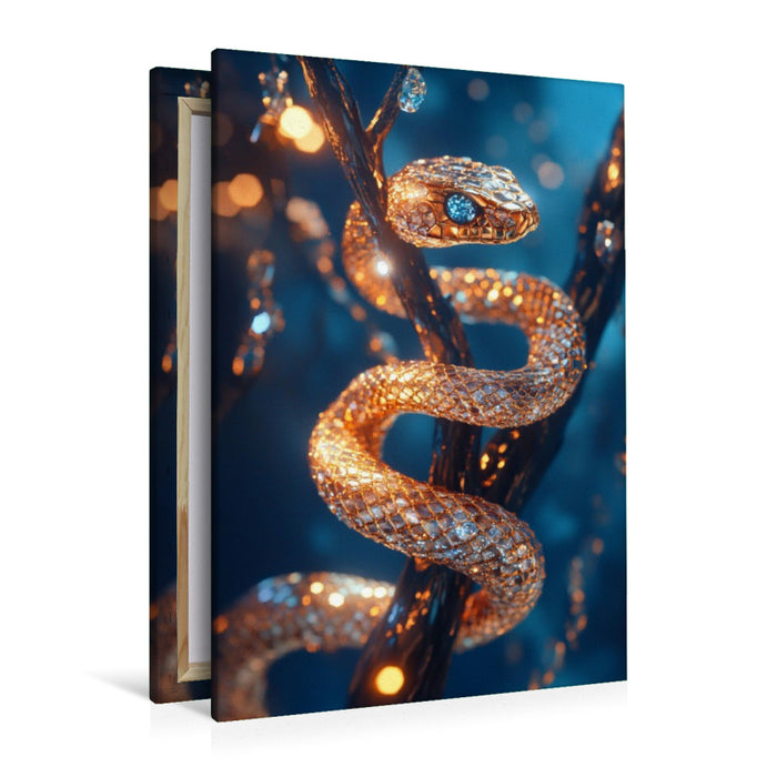Premium Textil-Leinwand Goldene Schlange