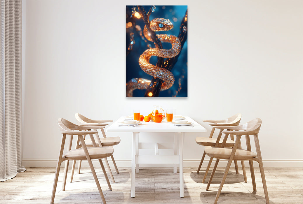 Premium Textil-Leinwand Goldene Schlange