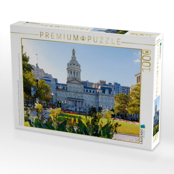 War Memorial Plaza und Baltimore City Hall in Downtown Baltimore, Maryland, USA - CALVENDO Foto-Puzzle'