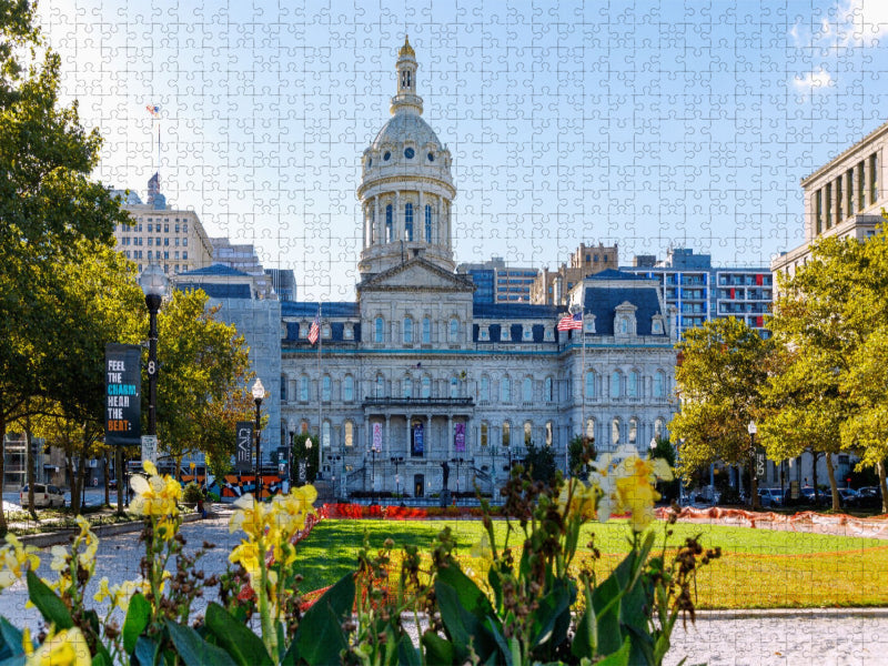 War Memorial Plaza und Baltimore City Hall in Downtown Baltimore, Maryland, USA - CALVENDO Foto-Puzzle'