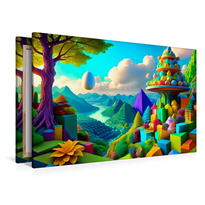 Premium Textil-Leinwand Mashed Tableaus vor dem eibeschatteten Flusstal