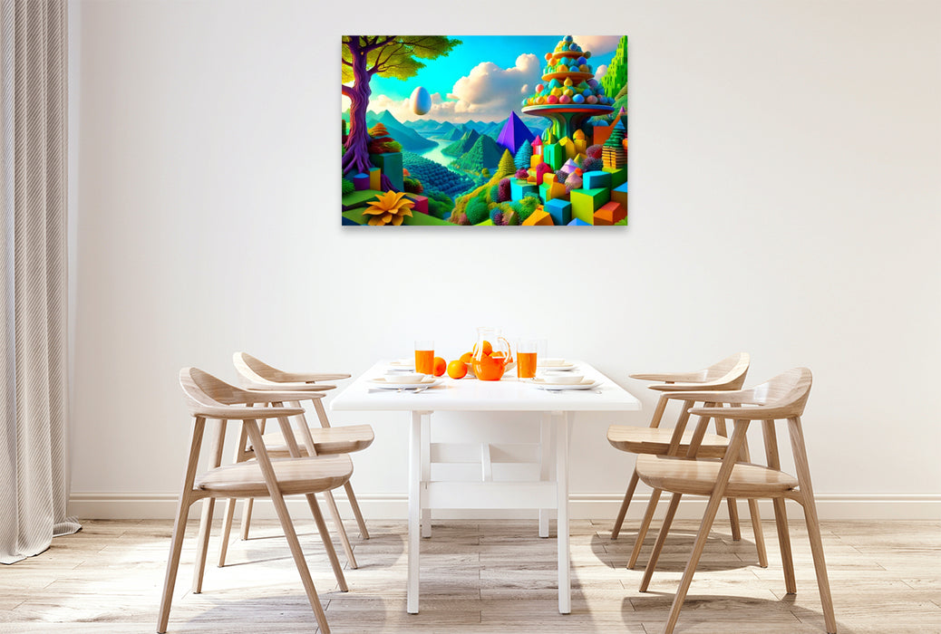 Premium Textil-Leinwand Mashed Tableaus vor dem eibeschatteten Flusstal