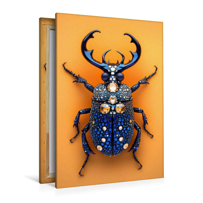 Premium Textil-Leinwand Käfer-Saphir - Edelstein Insekt