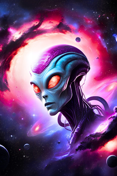 Premium Textil-Leinwand Galaktische Begegnung im Weltall