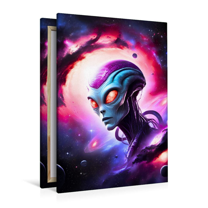 Premium Textil-Leinwand Galaktische Begegnung im Weltall