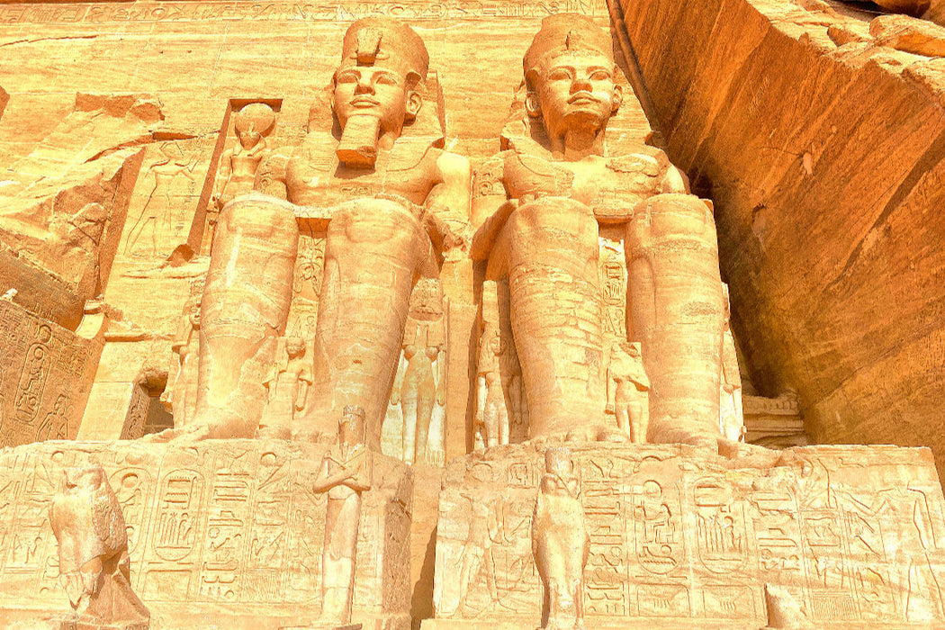 Premium Textil-Leinwand Abu Simbel - Statuen von Ramses dem 2.