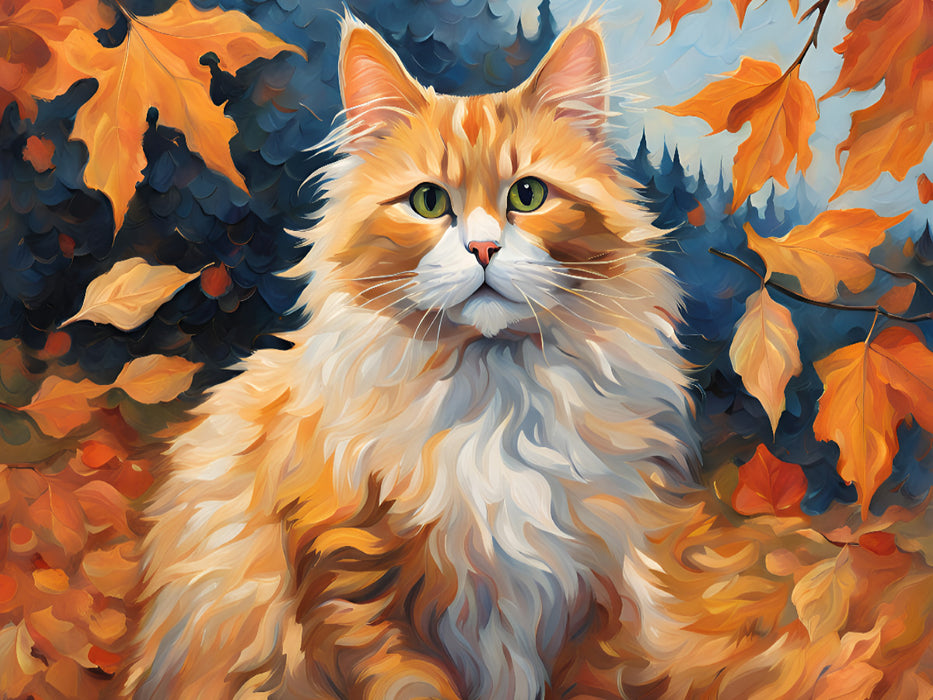 Katze gemalt nach van Gogh im Herbst - CALVENDO Foto-Puzzle'