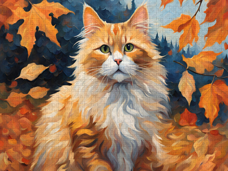 Katze gemalt nach van Gogh im Herbst - CALVENDO Foto-Puzzle'
