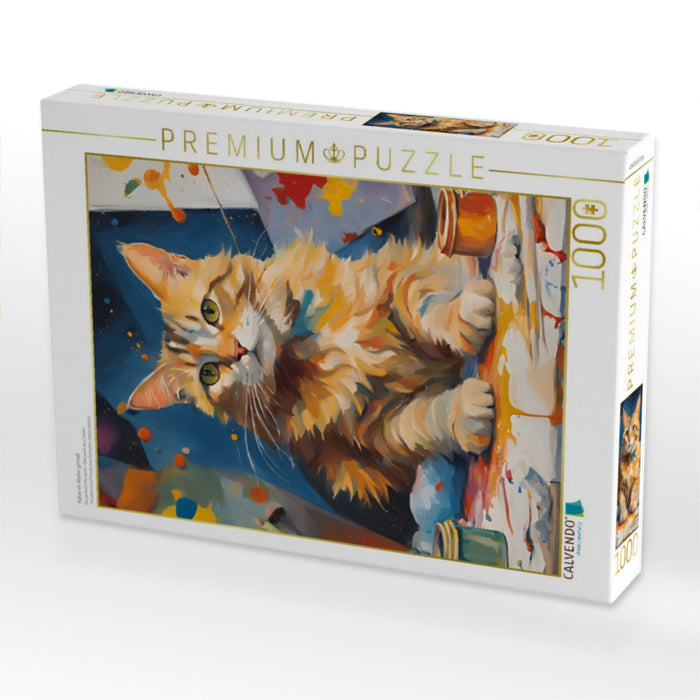 Katze im Atelier gemalt - CALVENDO Foto-Puzzle'