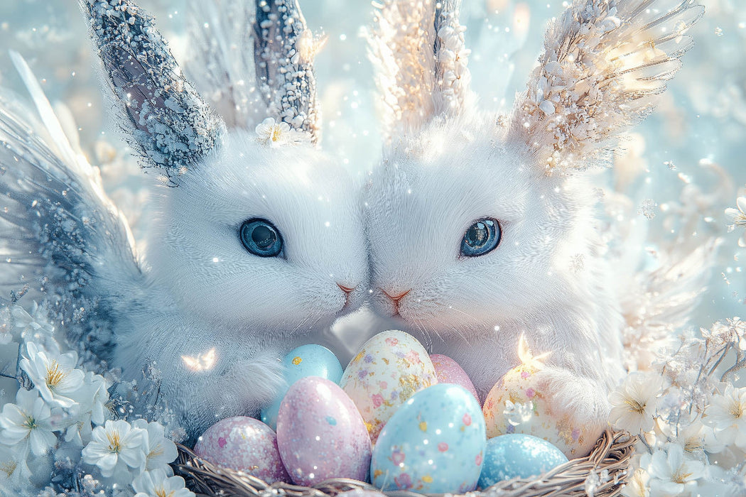 Premium Textil-Leinwand Das erwachen der Osterhasen, ist immer zur selben Zeit